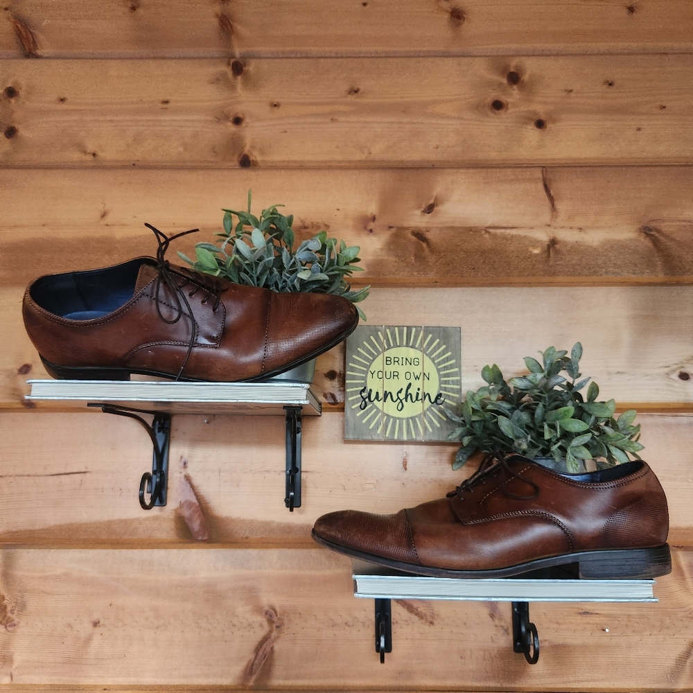 Steve Madden 💙 Men's Brown Leather Pasage Derby Oxford Dress Shoes Cap‎ Toe 13